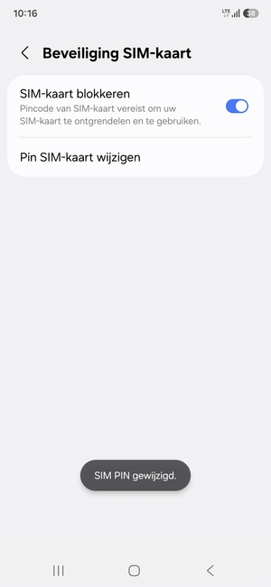 Uw SIM PIN is gewijzigd