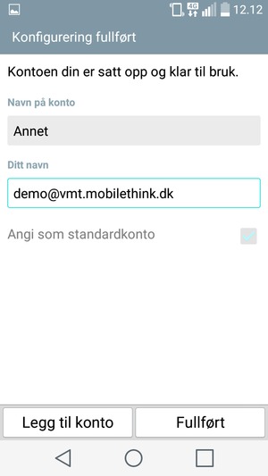 Gi kontoen din et navn, og skriv inn navnet ditt. Velg Fullført