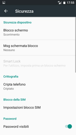 Seleziona Impostazioni blocco SIM