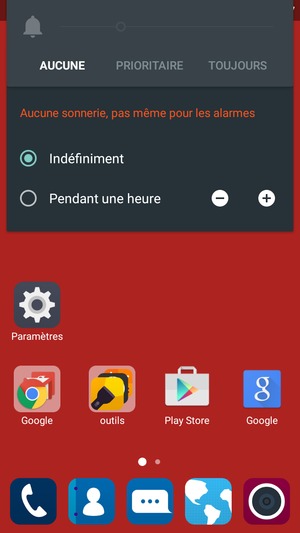 Sélectionnez AUCUNE pour passer en mode silencieux