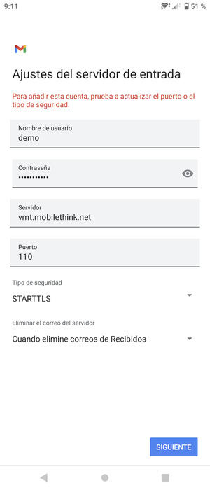 Seleccione Tipo de seguridad