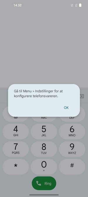 Hvis din telefonsvarer ikke er sat op, vælg OK