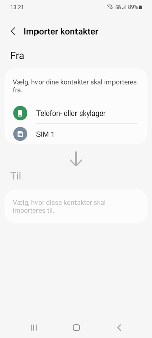 Vælg SIM 1 eller SIM 2