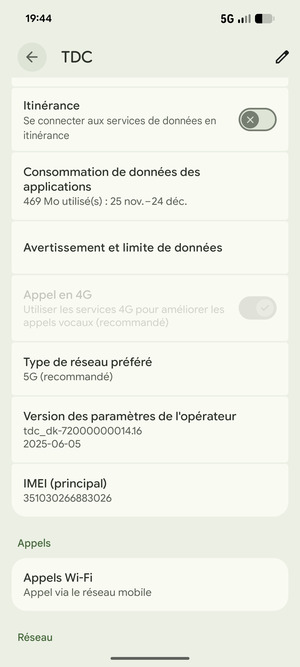 Faites défiler et sélectionnez  Type de réseau préféré