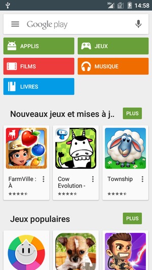 Sélectionnez la barre de Recherche