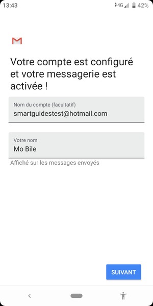 Donnez un nom à votre compte et saisissez votre nom. Sélectionnez SUIVANT