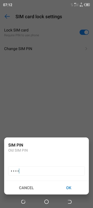 Enter your Old SIM PIN and select OK