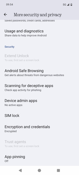 Scroll to and select SIM lock
