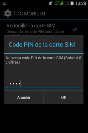 Saisissez votre Nouveau code PIN de la carte SIM et sélectionnez OK