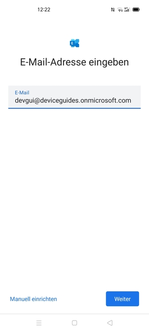 Geben Sie Ihre E-Mail-Adresse ein und wählen Sie Manuell einrichten