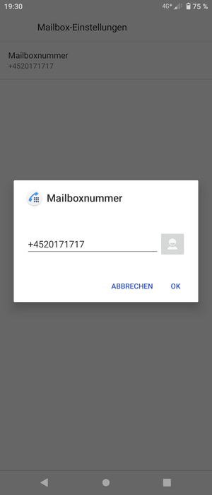 Geben Sie die Mailboxnummer ein und wählen Sie OK