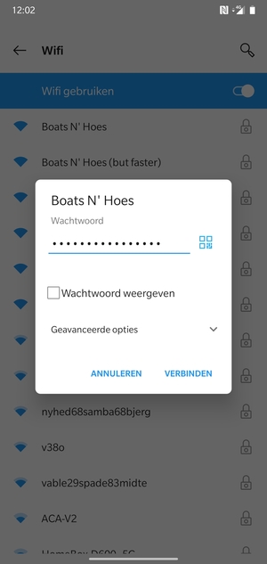 Voer het WiFi-wachtwoord in en selecteer VERBINDEN