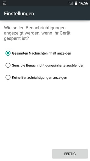 Wählen Sie die gewünschte Option und wählen Sie FERTIG