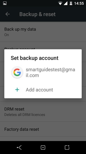 Select your backup account