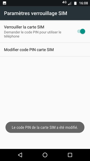 Votre code PIN de la carte SIM a été modifié