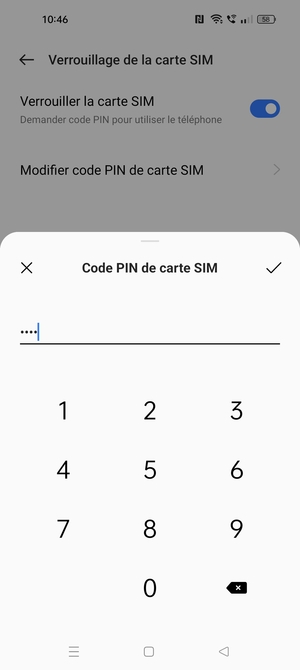 Saisissez code PIN actuel de cette carte SIM et sélectionnez OK