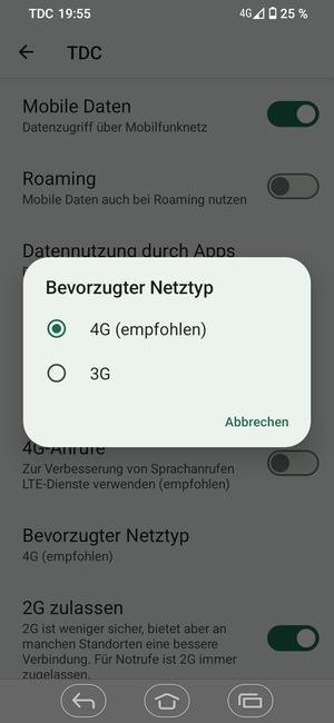 Wählen Sie die gewünschte Option