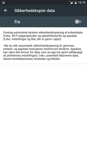 Aktiver Sikkerhedskopier data