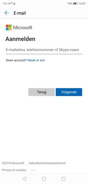 Voer uw Hotmail adres in en selecteer Volgende
