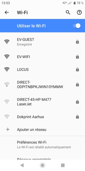 Vous êtes maintenant connecté au réseau Wi-Fi