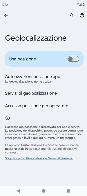 Disattiva Usa posizione