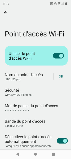 Votre téléphone est maintenant configuré pour être utilisé comme modem