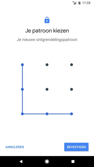 Teken het ontgrendelingspatroon nogmaals en selecteer BEVESTIGEN