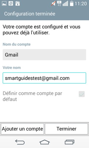 Donnez un nom à votre compte et saisissez votre nom. Sélectionnez Terminer