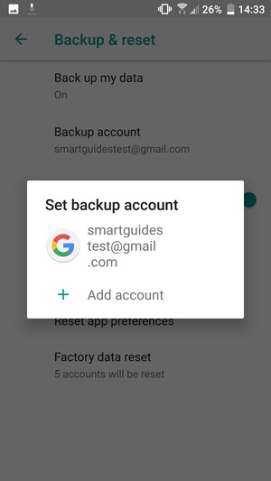 Select your backup account