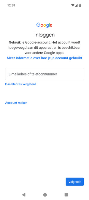 Voer uw Gmail adres in en selecteer Volgende