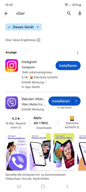 Wählen Sie die App