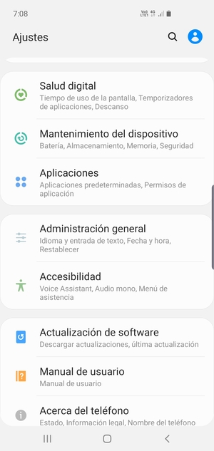 Desplácese y seleccione Actualización de software