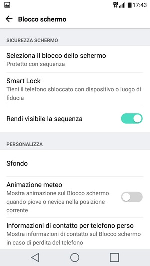 Il tuo telefono è ora protetto dal blocco schermo