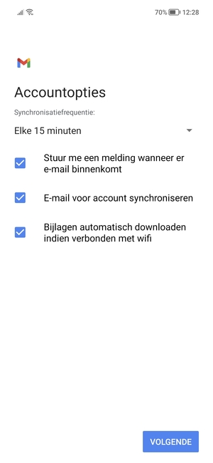 Selecteer VOLGENDE