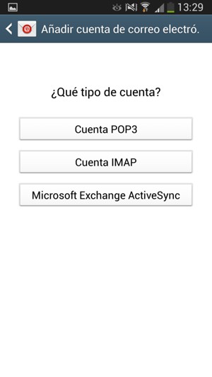 Seleccione Microsoft Exchange ActiveSync