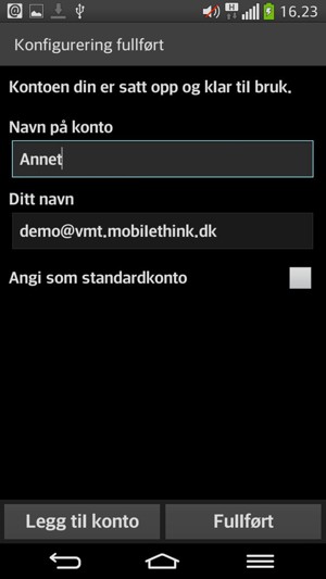 Gi kontoen din et navn, og skriv inn navnet ditt. Velg Fullført
