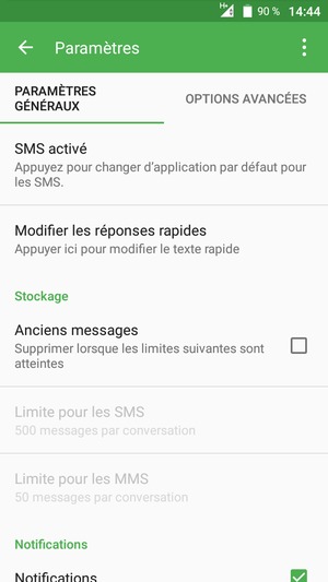 Sélectionnez OPTIONS AVANCÉES