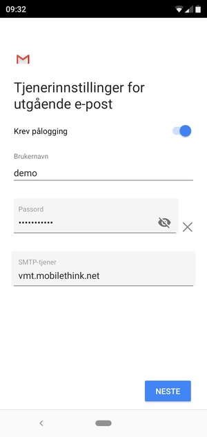 Skriv inn utgående serveradresse