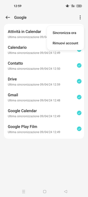 Seleziona Sincronizza ora