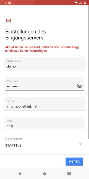 Wählen Sie Sicherheitstyp