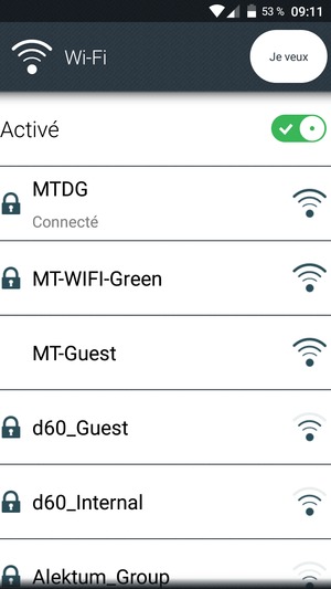 Vous êtes maintenant connecté au réseau Wi-Fi