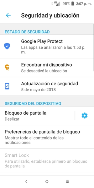 Seleccione Bloqueo de pantalla