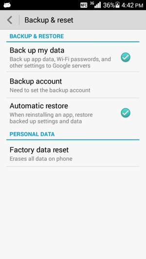 Select Backup account