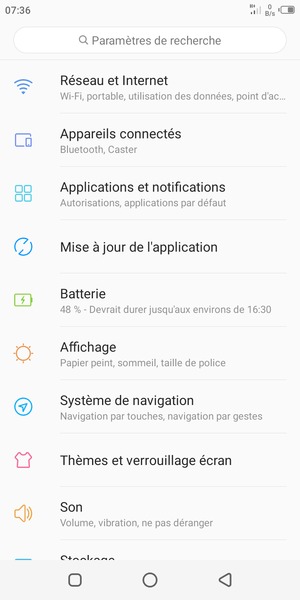 Sélectionnez Réseau et Internet