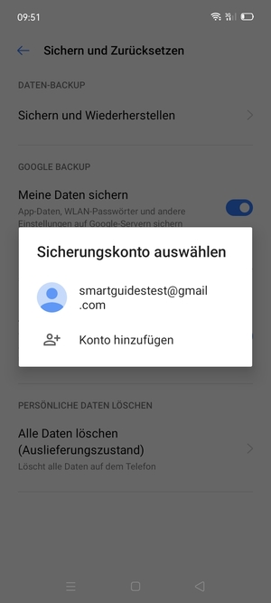 Wählen Sie Ihr Konto für Backup