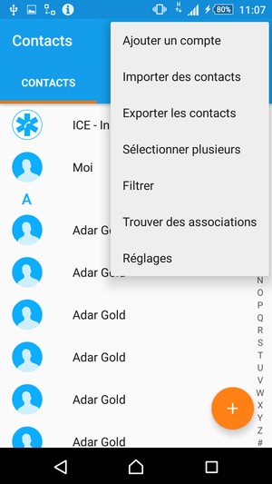 Sélectionnez Importer des contacts