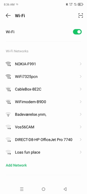 Select the wireless network you want to connect to