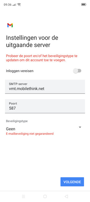 Selecteer VOLGENDE