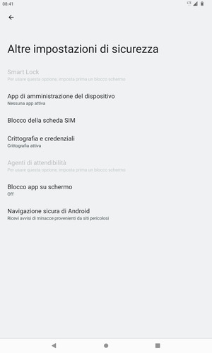 Seleziona Blocco della scheda SIM