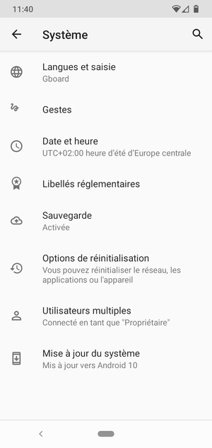 Sélectionnez Mise à jour du système